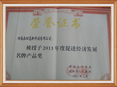 2011年度促进积极发展名牌产品奖